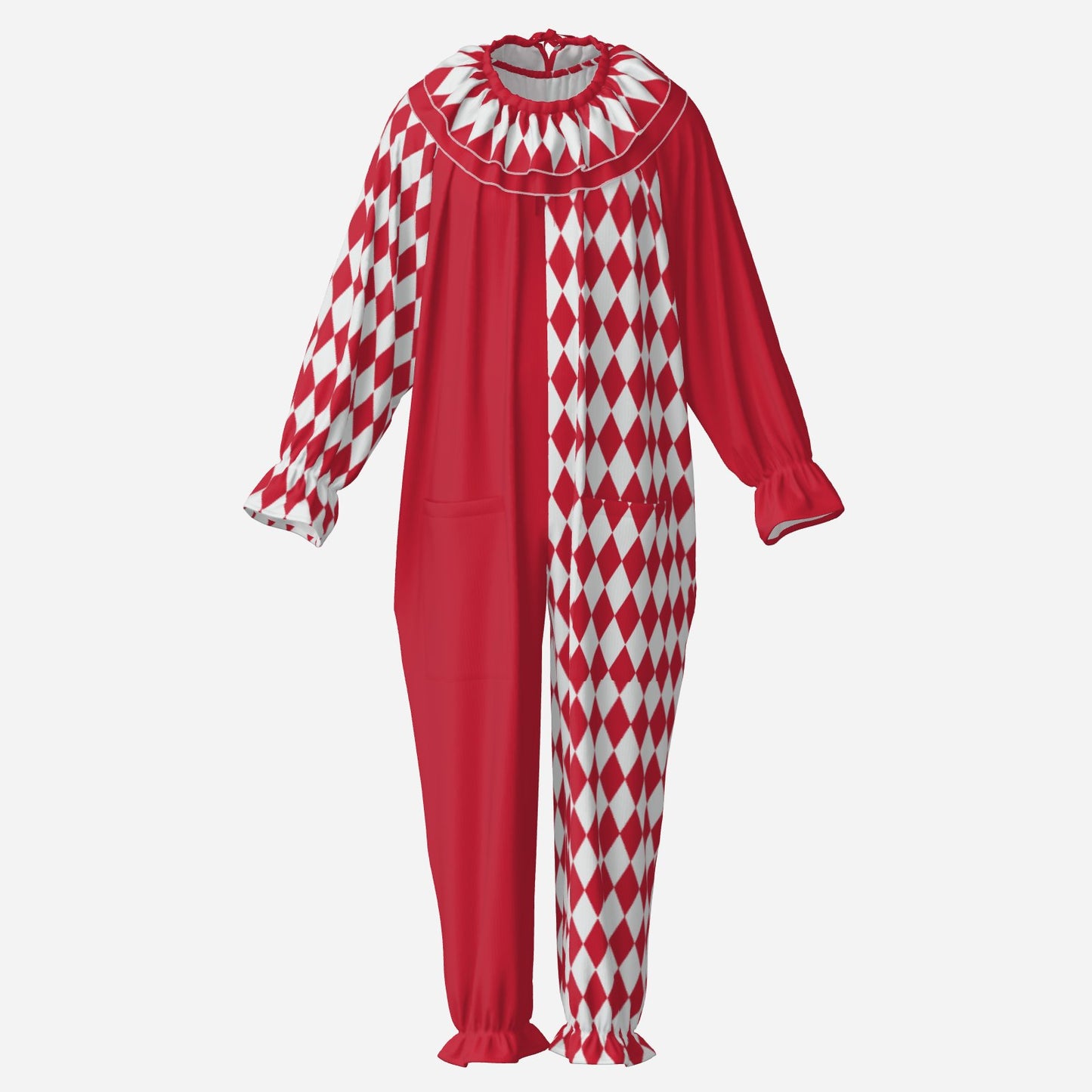 Red and white checkered adult clown costume 