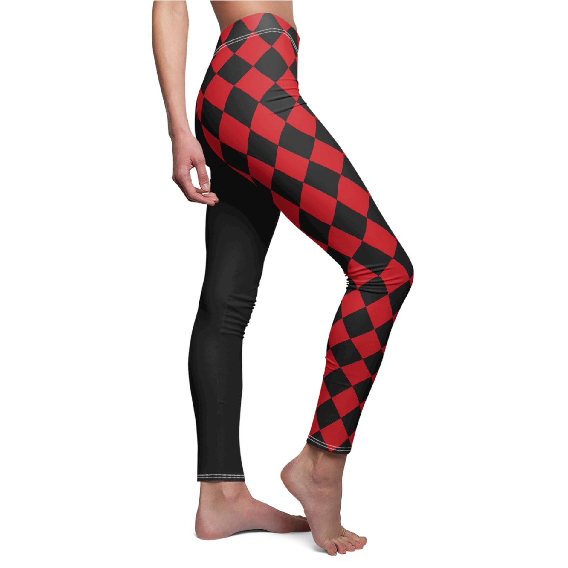 Red and Black diamonds Harlequin tights for women