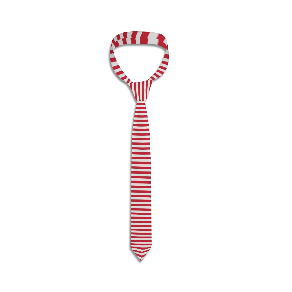 Red and white striped necktie 