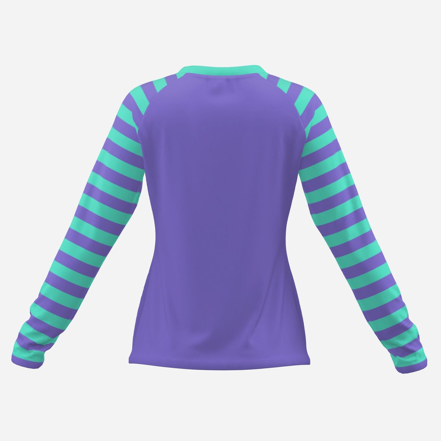 Risa Raglan Silly Moon Clown Periwinkle Aqua Striped Long Sleeve Shirt