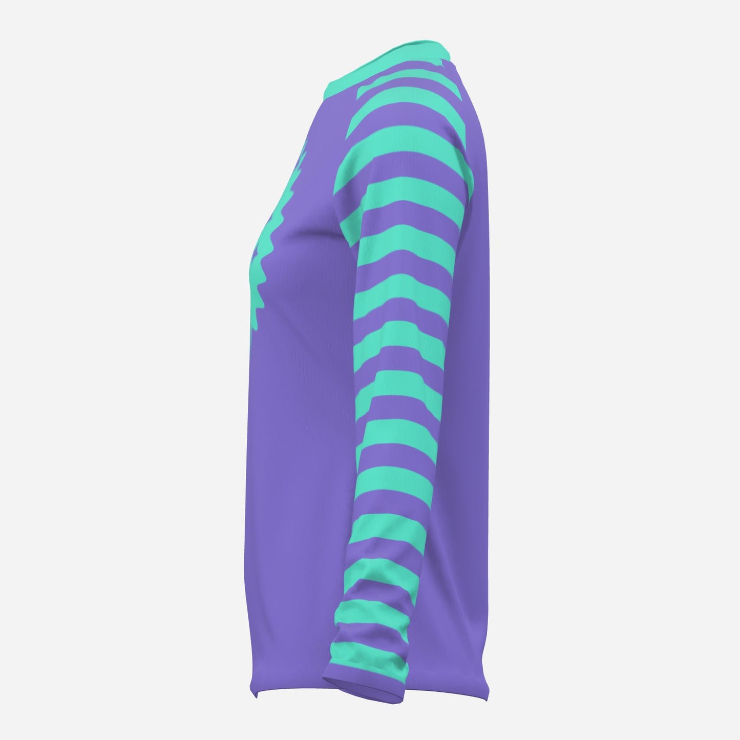 Risa Raglan Silly Moon Clown Periwinkle Aqua Striped Long Sleeve Shirt