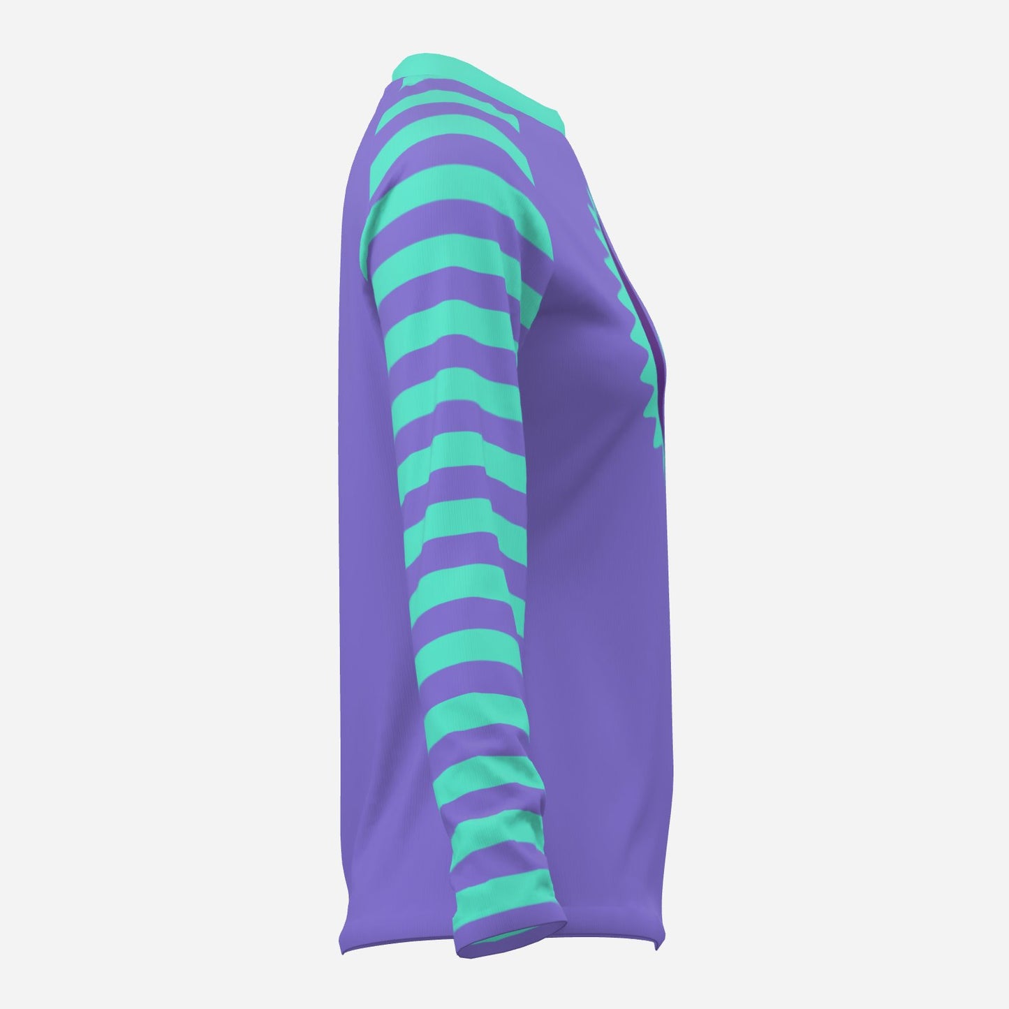 Risa Raglan Silly Moon Clown Periwinkle Aqua Striped Long Sleeve Shirt