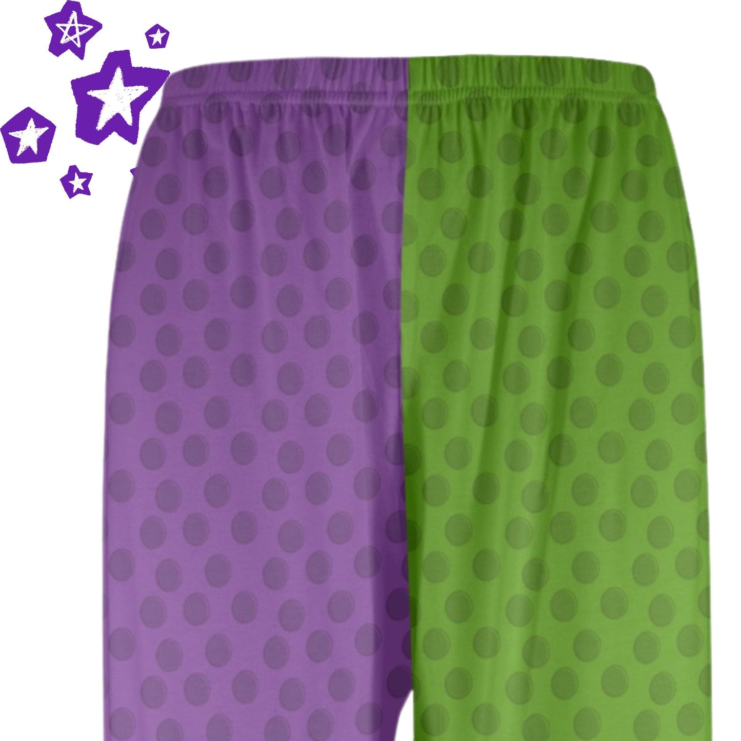 USA Made Mens PJ Royal Mardi Gras Purple Green Dot Jester Clown Pants