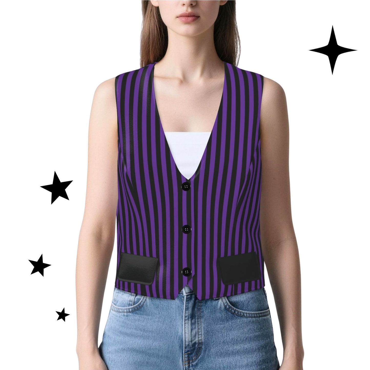 Royal Purple Circus Stripe Vest Womens Waistcoat