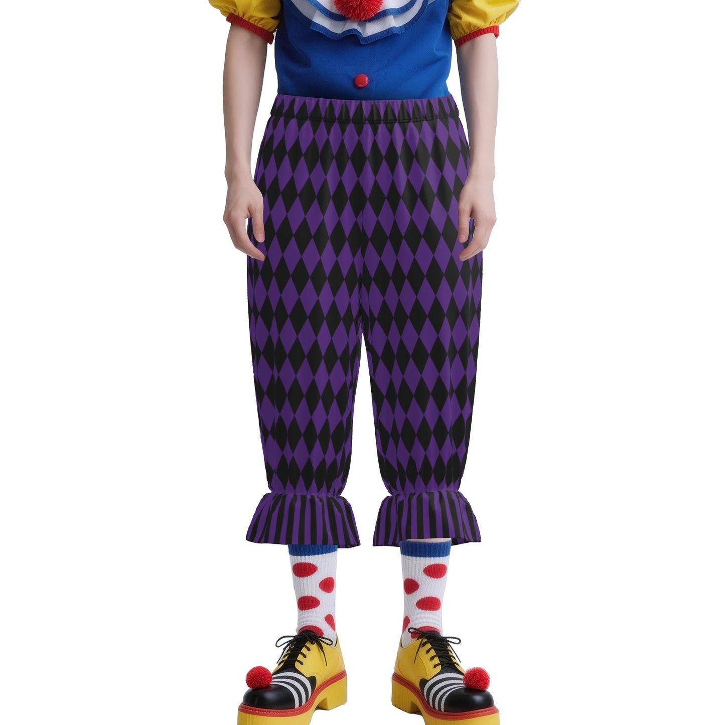 Royal Purple Harlequin Ruffle Bloomers Clown Pants