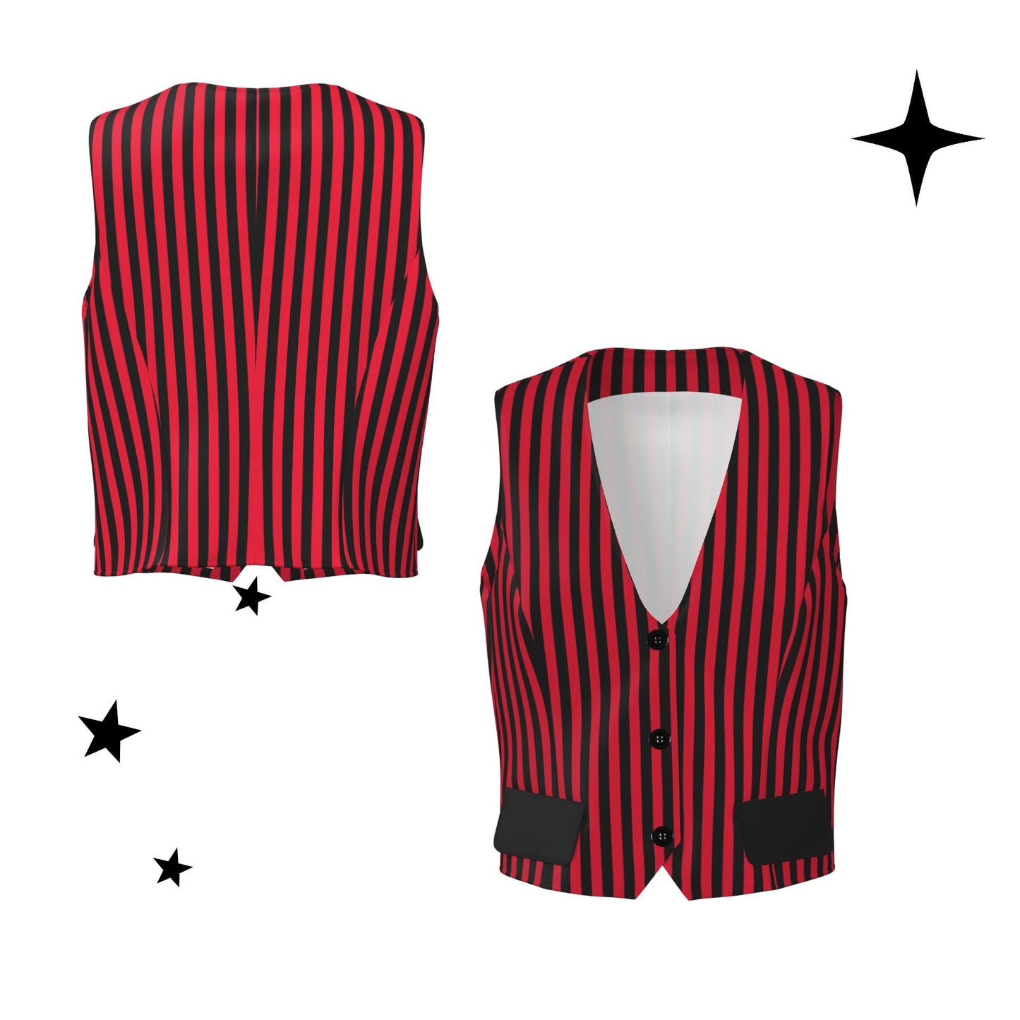 Ruby Circus Stripe Womens Dressy Waistcoat Suit Vest
