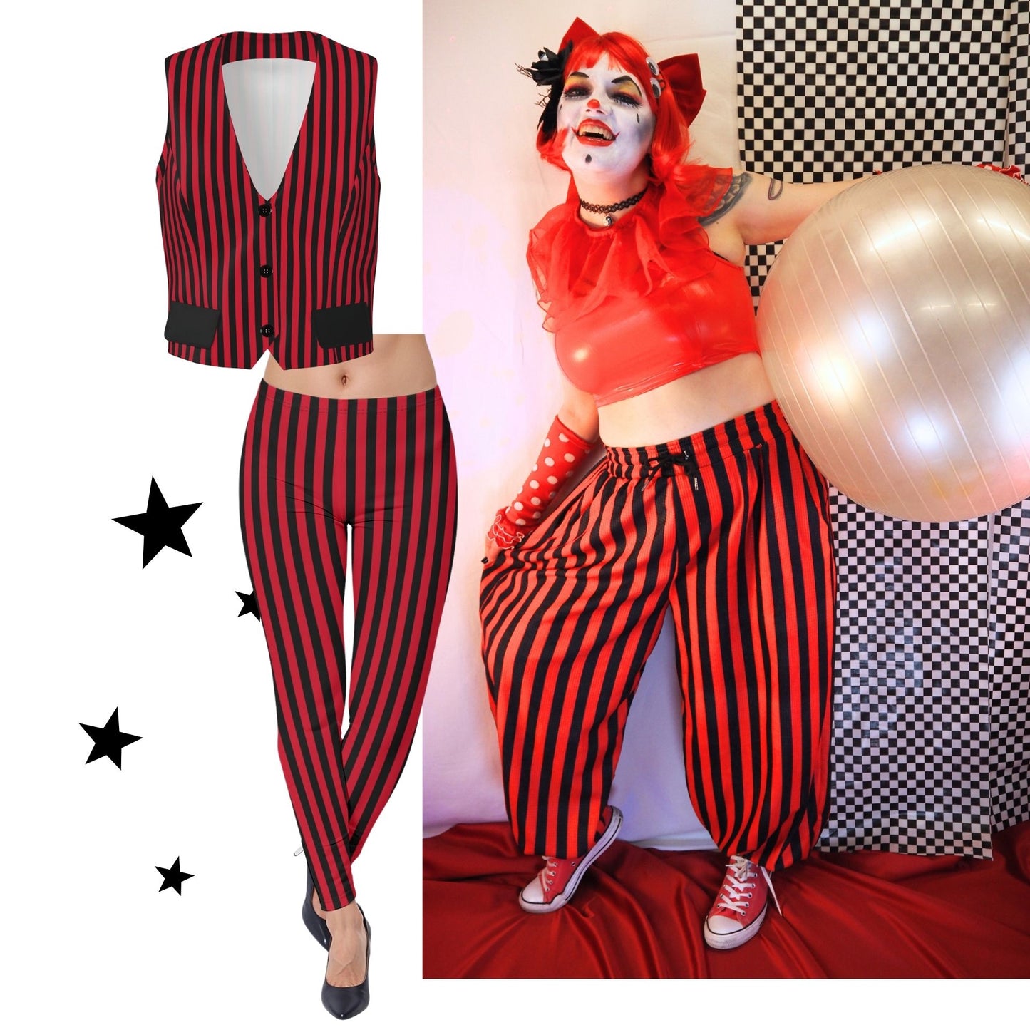 Ruby Circus Stripe Womens Dressy Waistcoat Suit Vest
