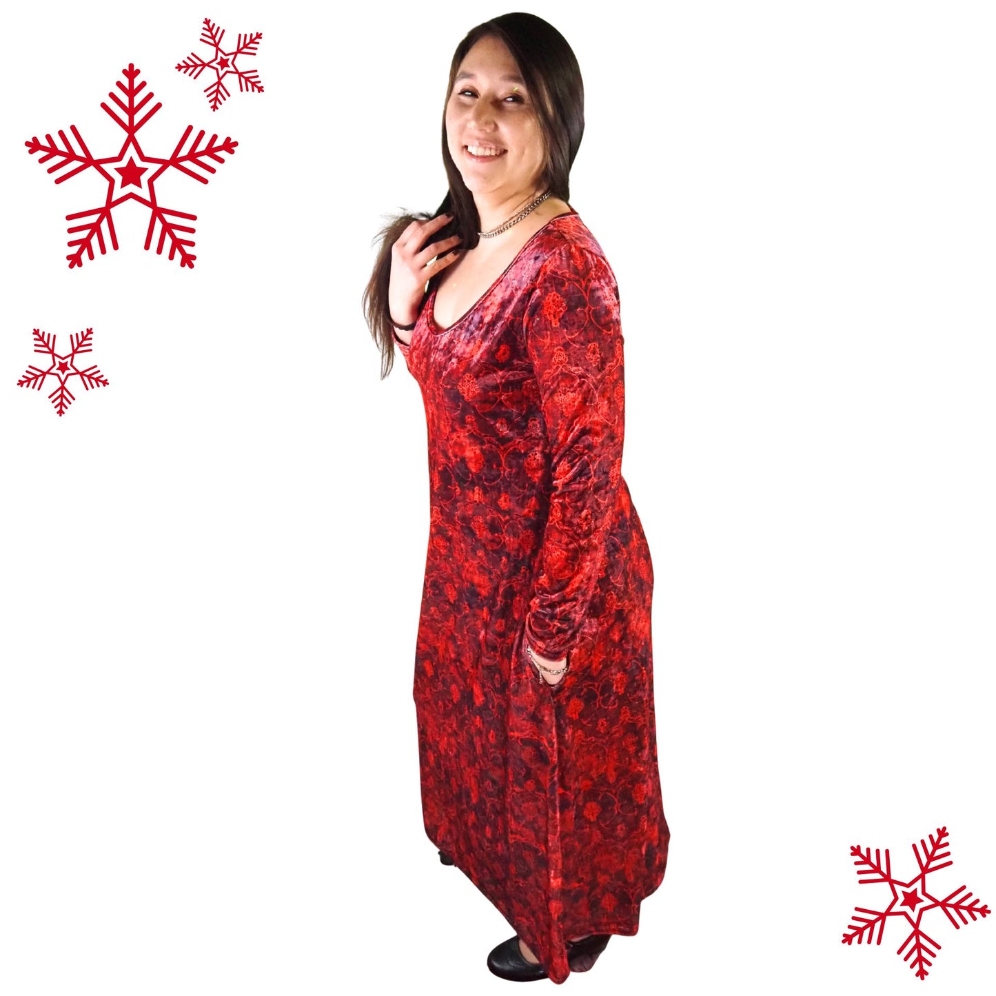 Rubinrotes Samtkleid