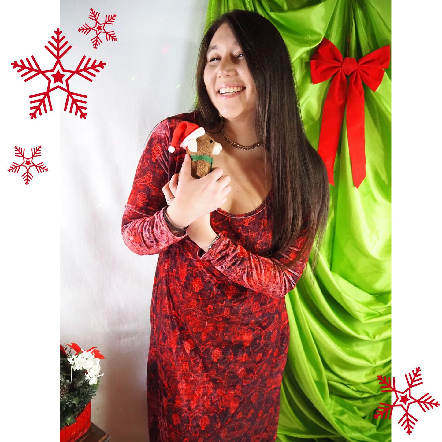 Rubinrotes Samtkleid