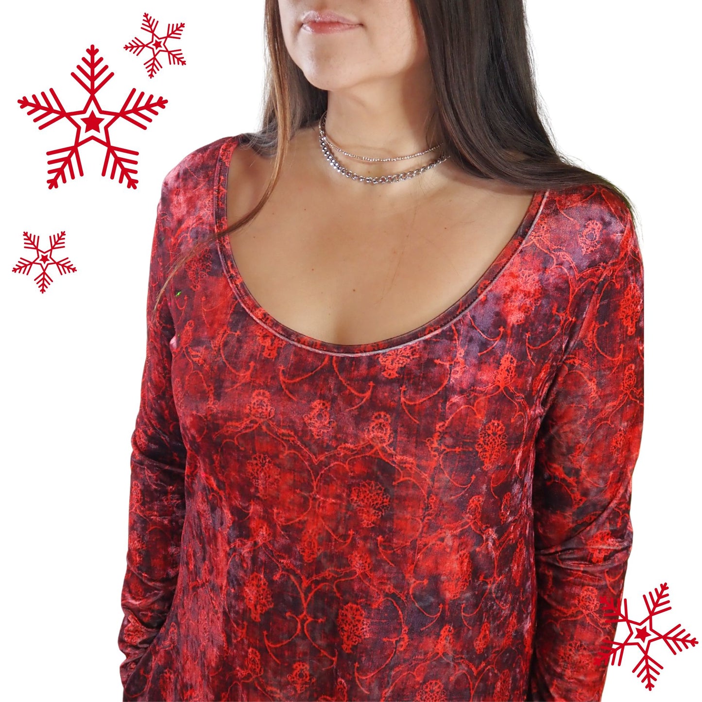 Rubinrotes Samtkleid