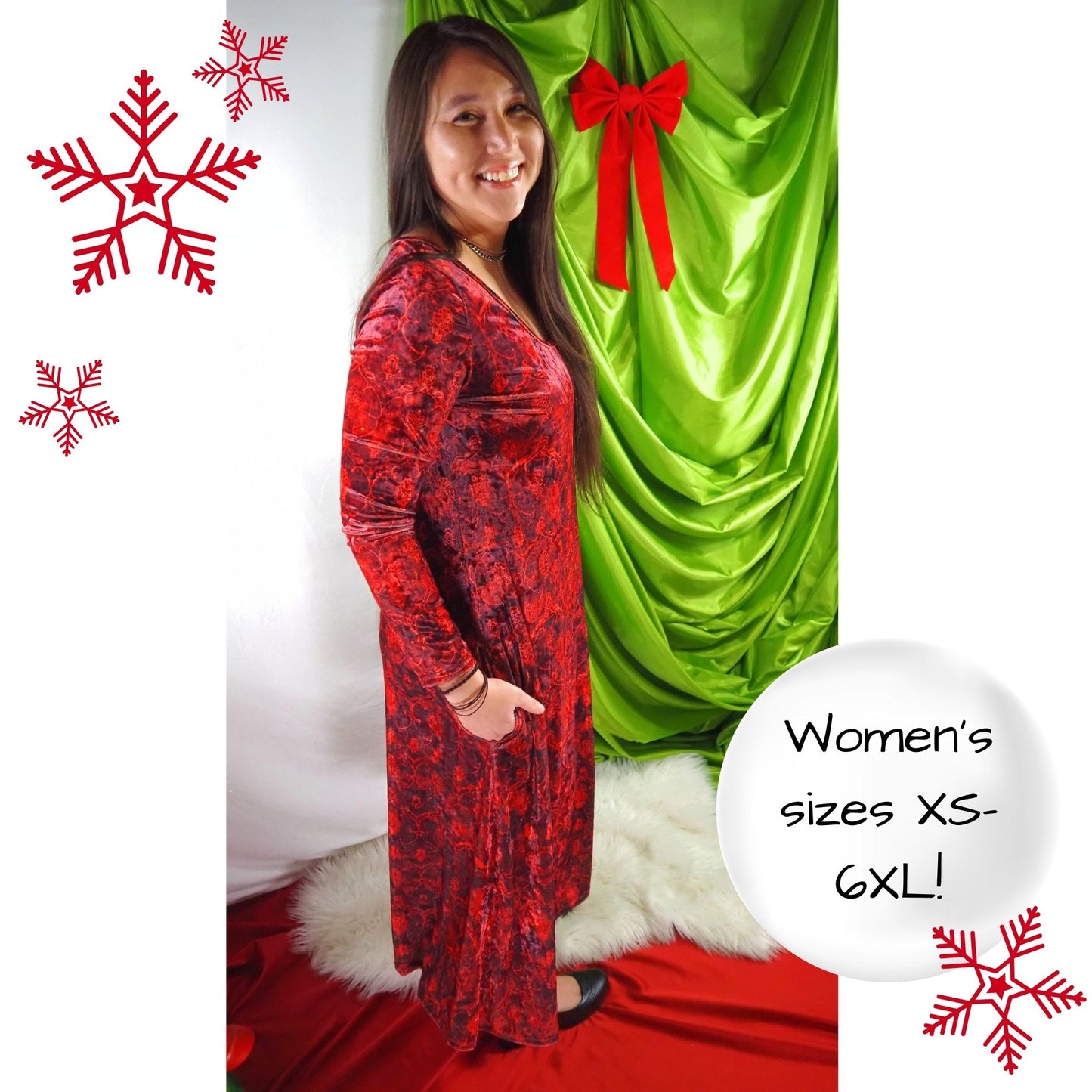 Rubinrotes Samtkleid