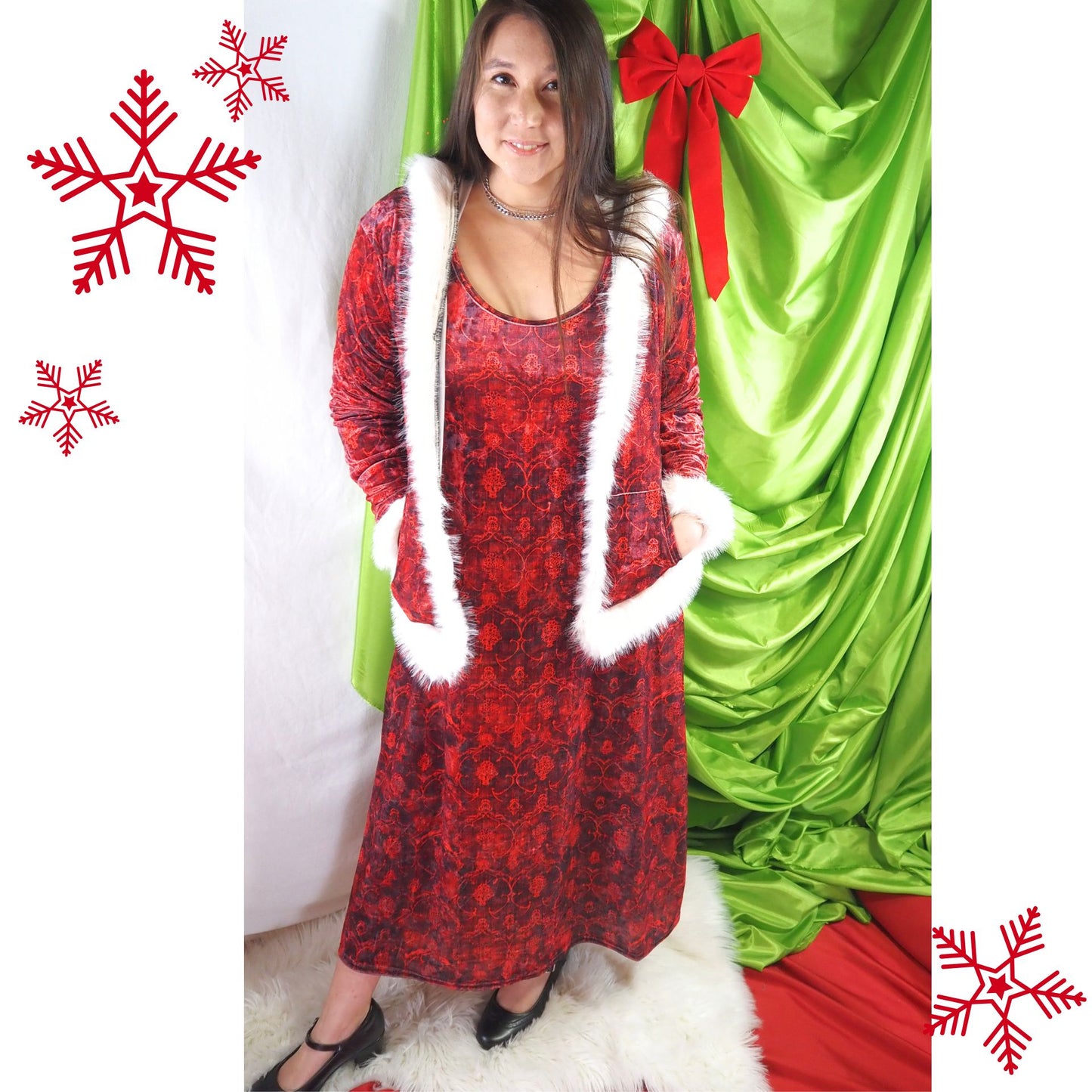 Rubinrotes Samtkleid