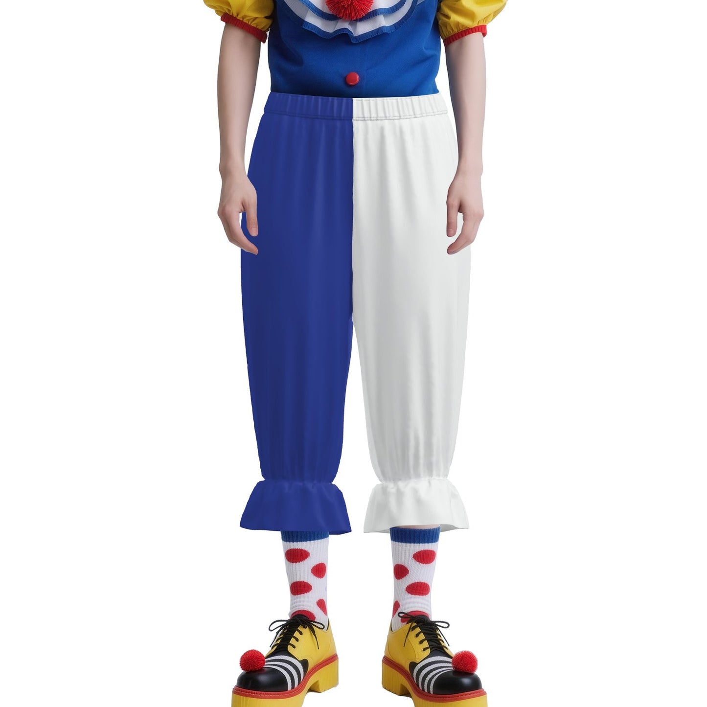 Ruffle Bloomers Night Blue White Split Jester Capri Clown Pants