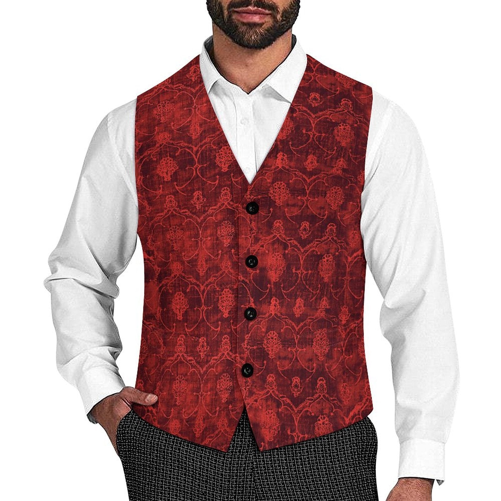 Sanguine Ruby Red Mens Waistcoat Vest for christmas or halloween