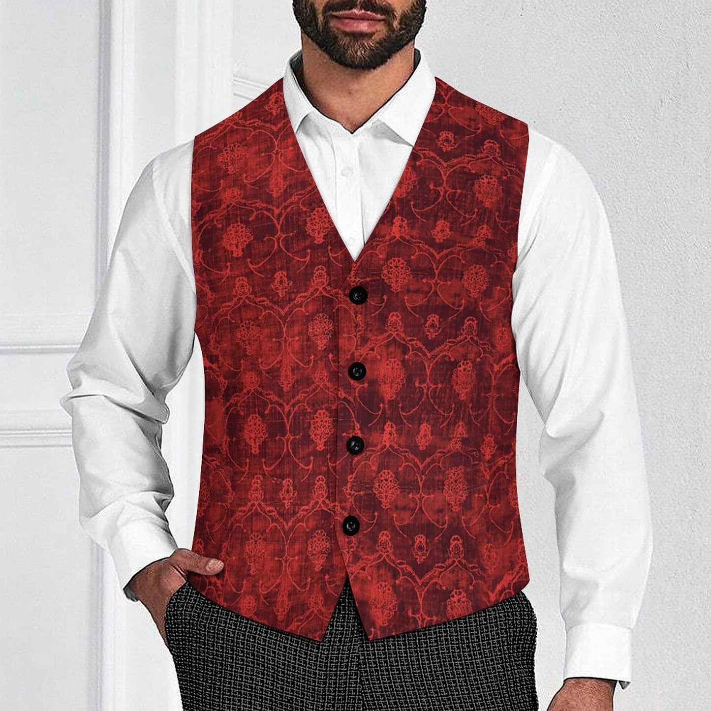 Sanguine Ruby Red Mens Waistcoat Vest