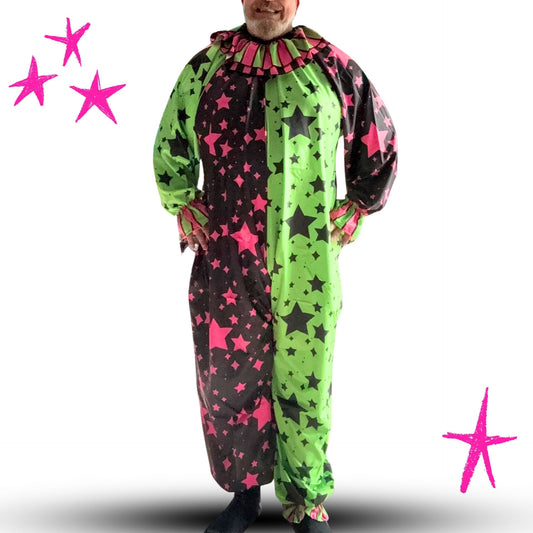 Scene Stardust Lime Hot Pink Clown Suit and Ruff