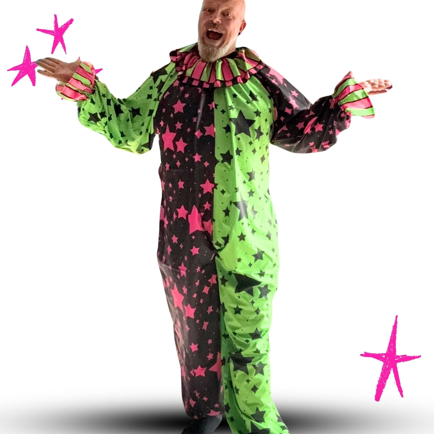 Scene Stardust Lime Hot Pink Clown Suit and Ruff