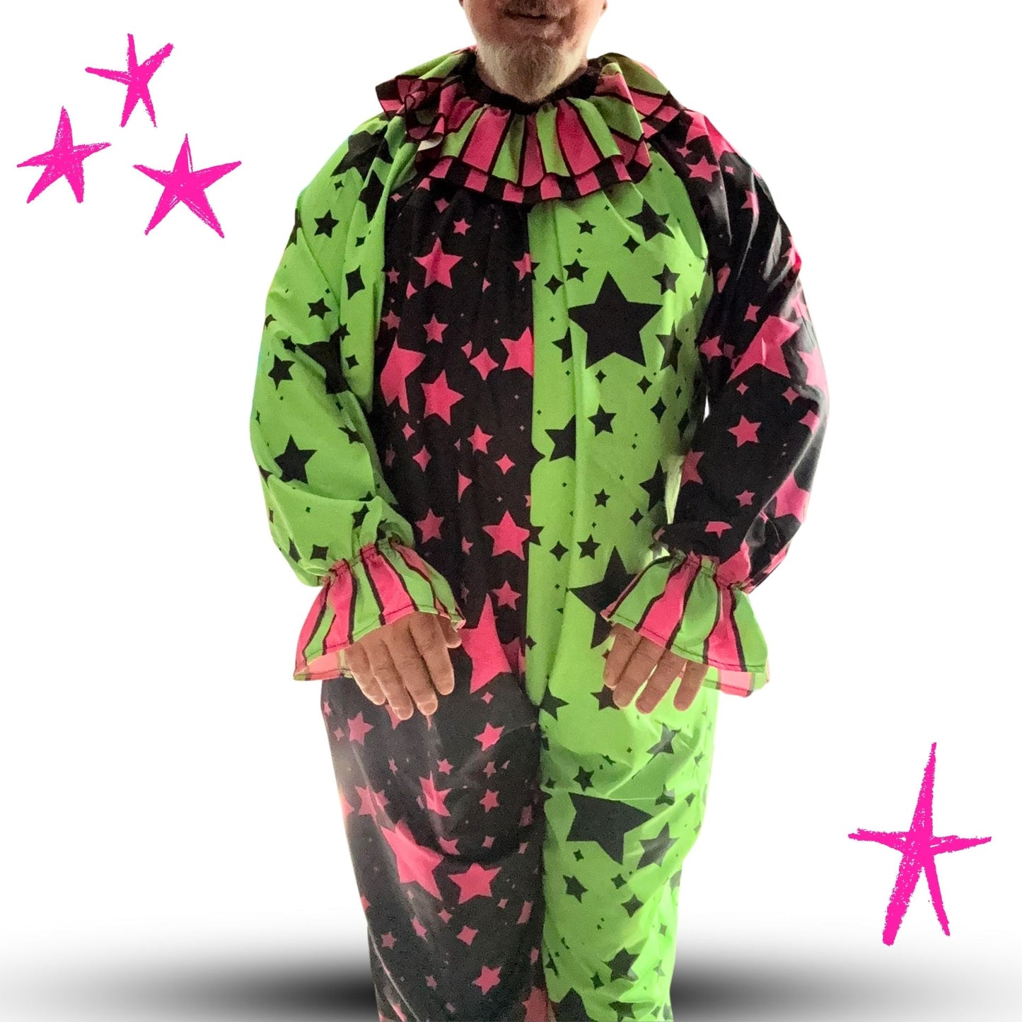 Scene Stardust Lime Hot Pink Clown Suit and Ruff