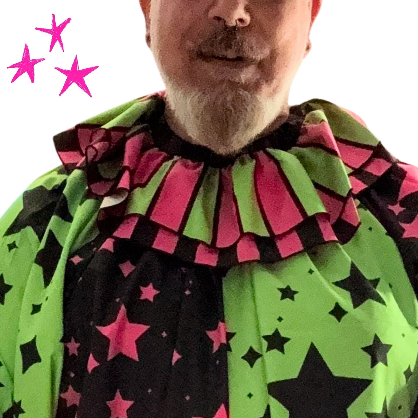 Scene Stardust Lime Hot Pink Clown Suit and Ruff