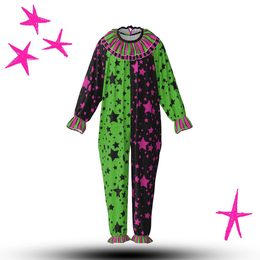 Scene Stardust Lime Hot Pink Clown Suit and Ruff