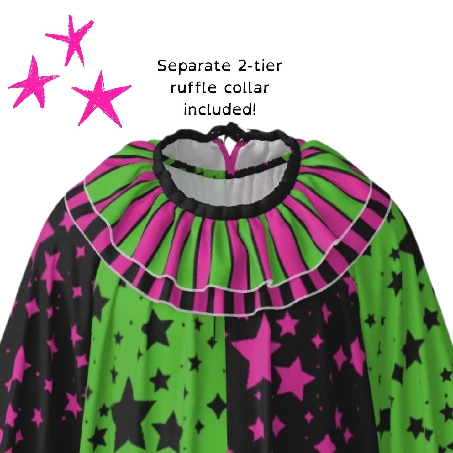 Scene Stardust Lime Hot Pink Clown Suit and Ruff