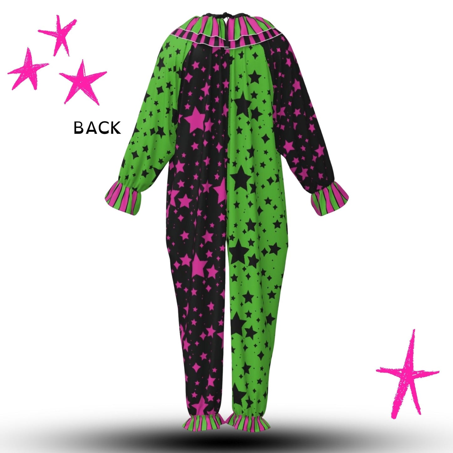 Scene Stardust Lime Hot Pink Clown Suit and Ruff