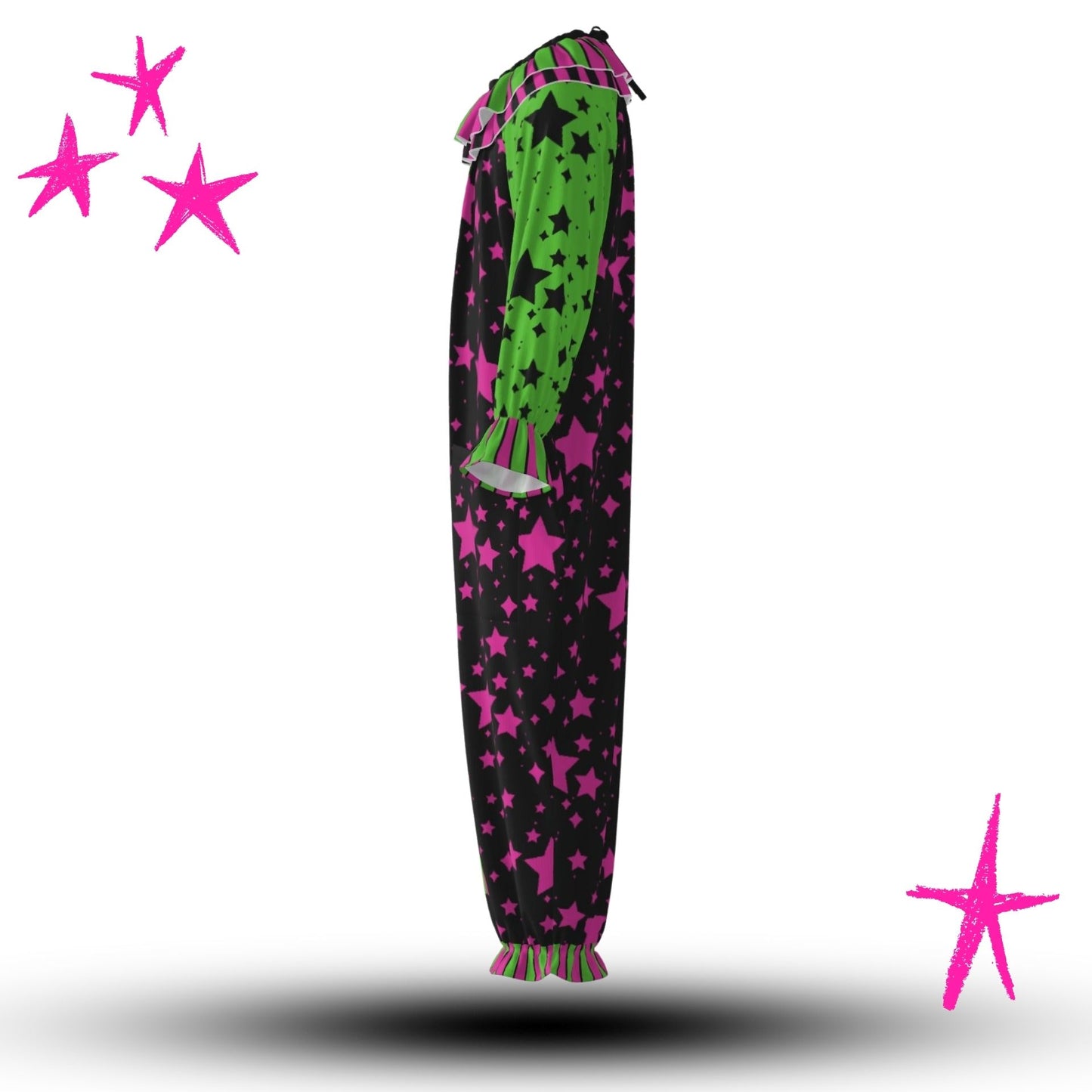 Scene Stardust Lime Hot Pink Clown Suit and Ruff