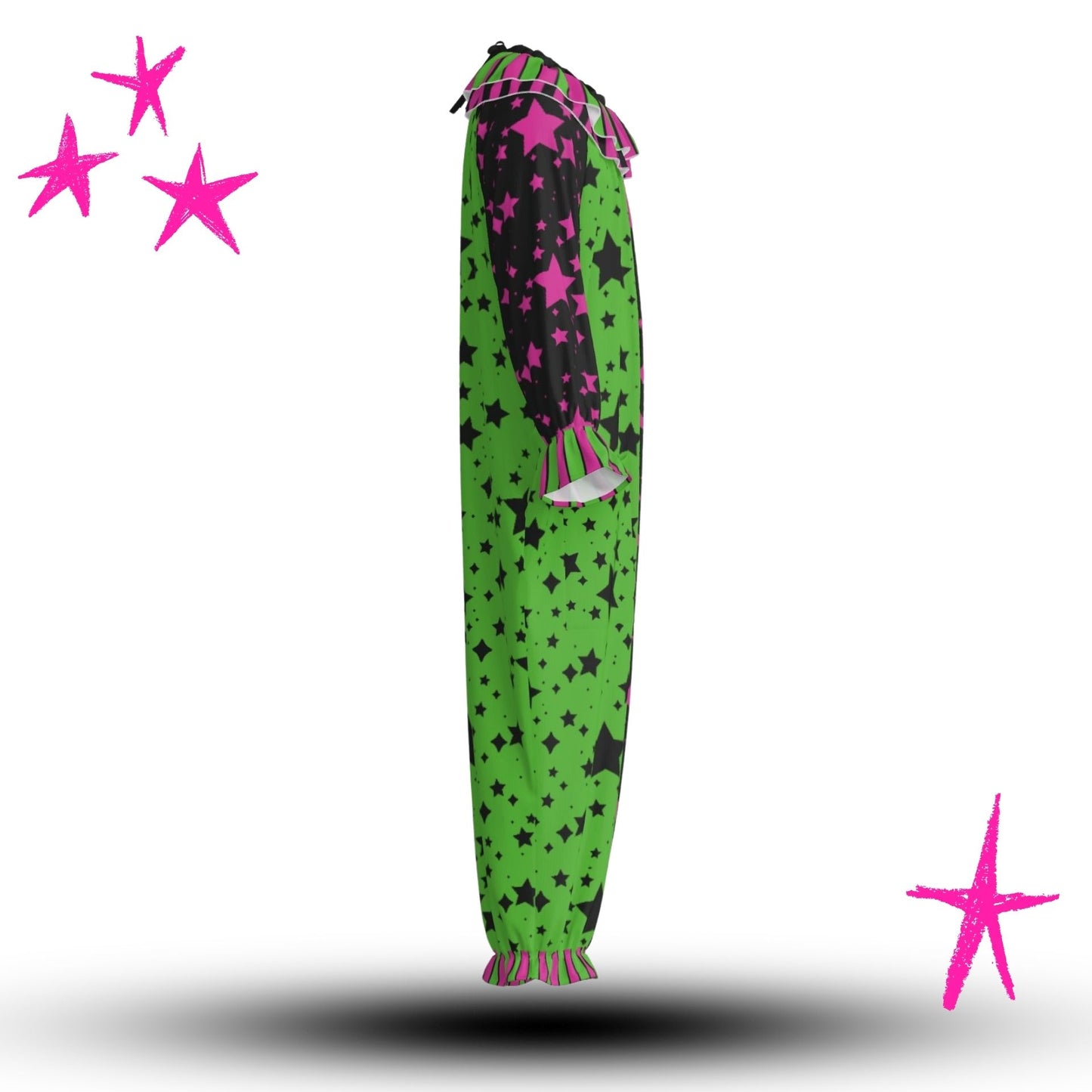 Scene Stardust Lime Hot Pink Clown Suit and Ruff