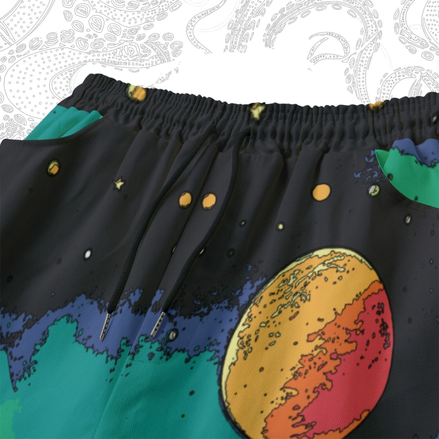 Scifi Paper Moon Jorts Denim Casual Baggy Skater Shorts