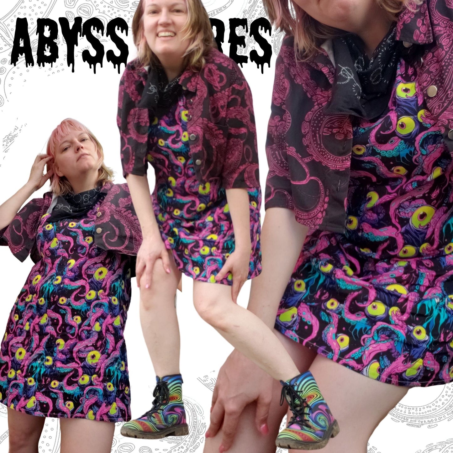 The Shoggy Sundress Neon Goth Weirdcore Dress