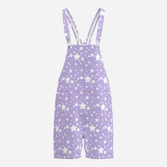Shortie Overalls Yume Lavender Stardust Pastel Purple White Stars Print