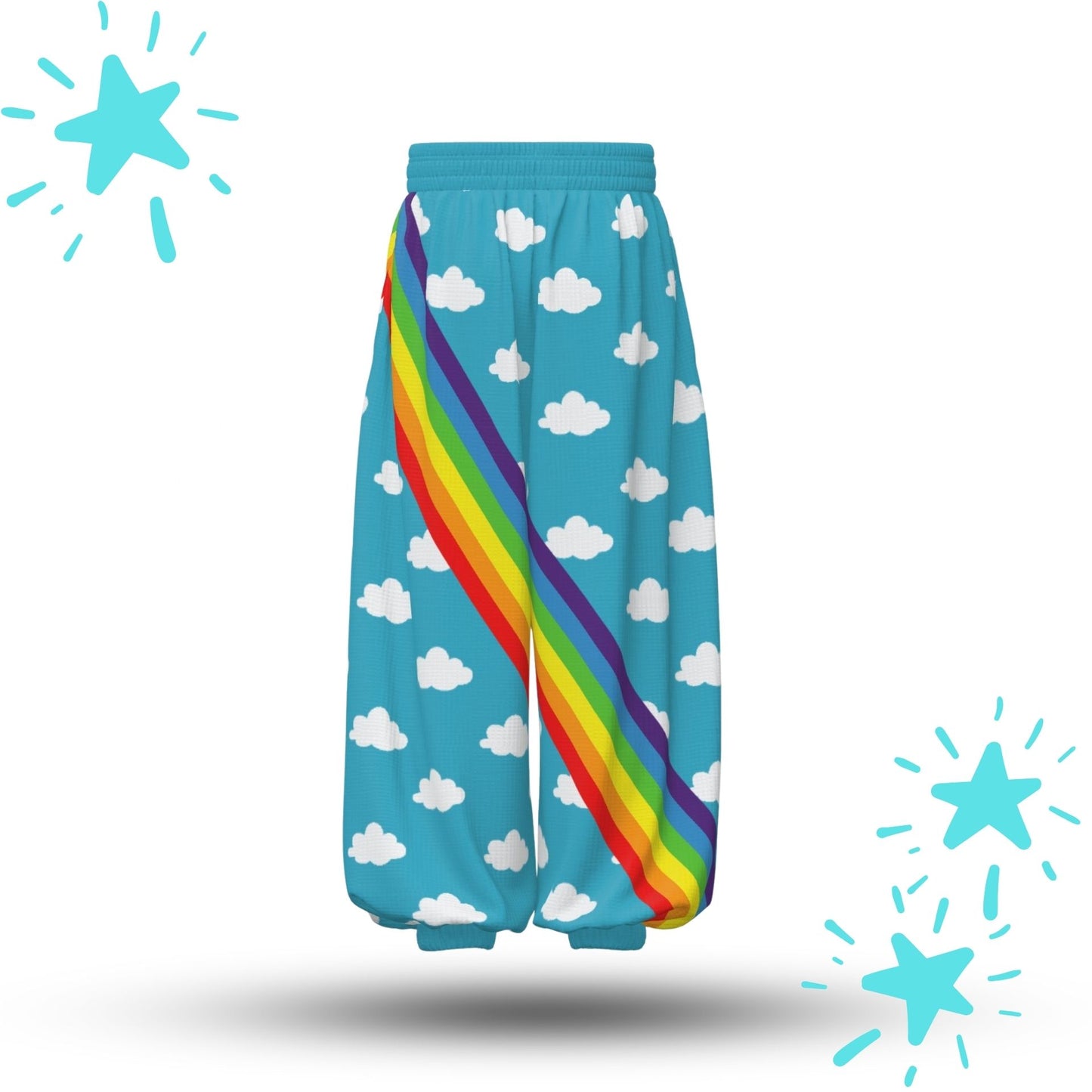 Silly Sun n Rainbows Kidcore Clown Pants Sport Waffle Knit