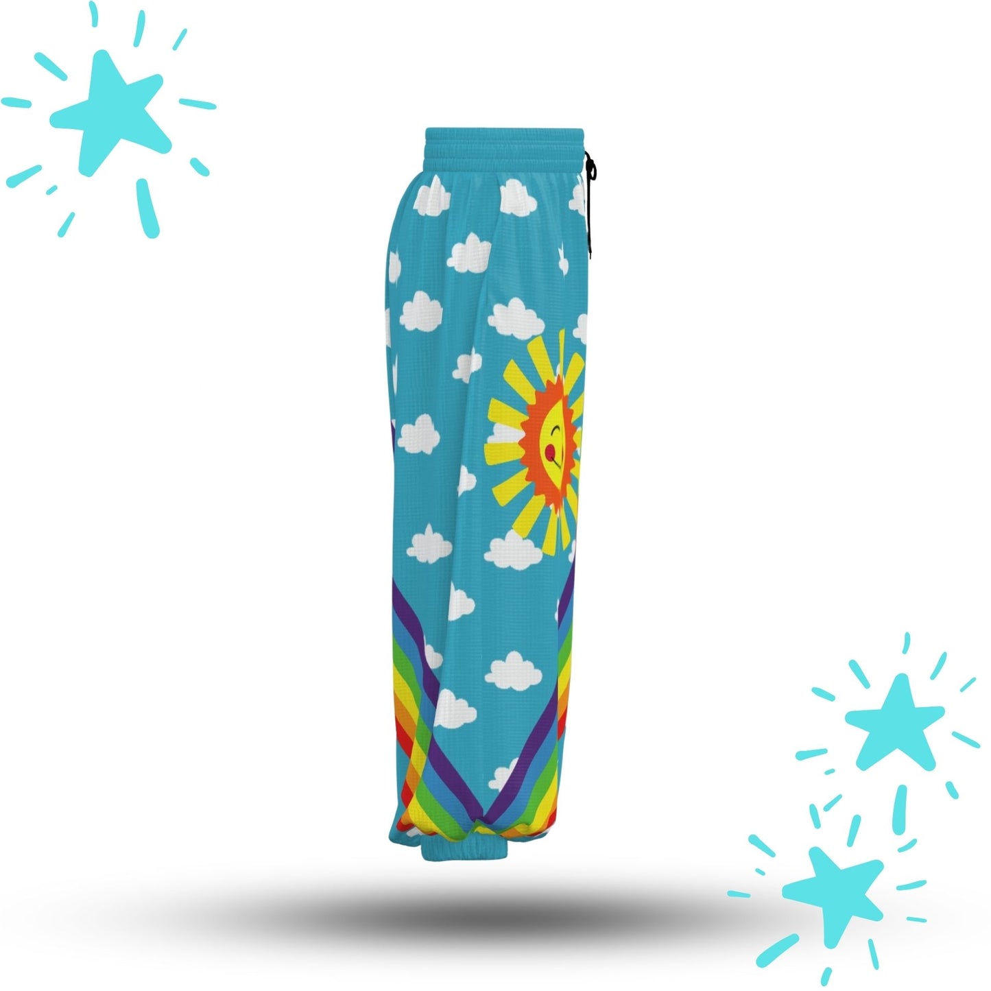 Silly Sun n Rainbows Kidcore Clown Pants Sport Waffle Knit