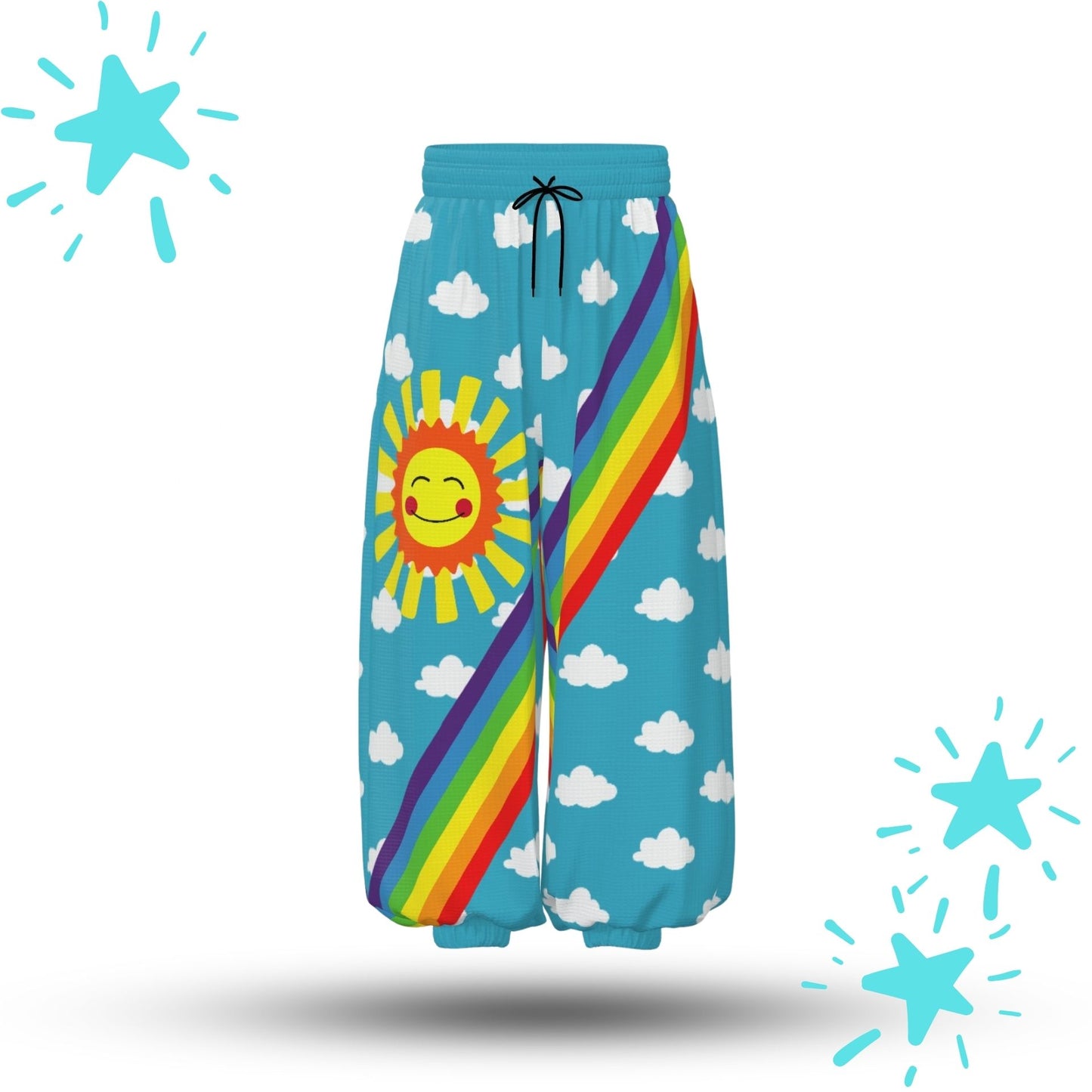 Silly Sun n Rainbows Kidcore Clown Pants Sport Waffle Knit