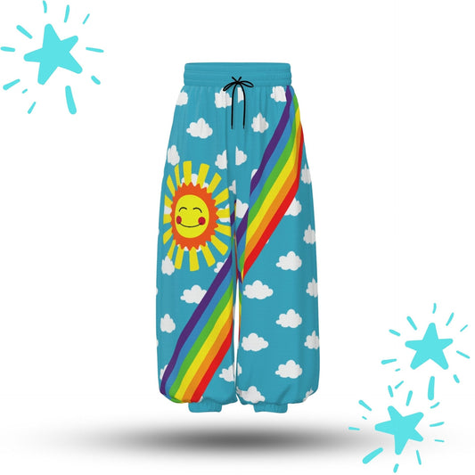 Silly Sun n Rainbows Kidcore Clown Pants Sport Waffle Knit