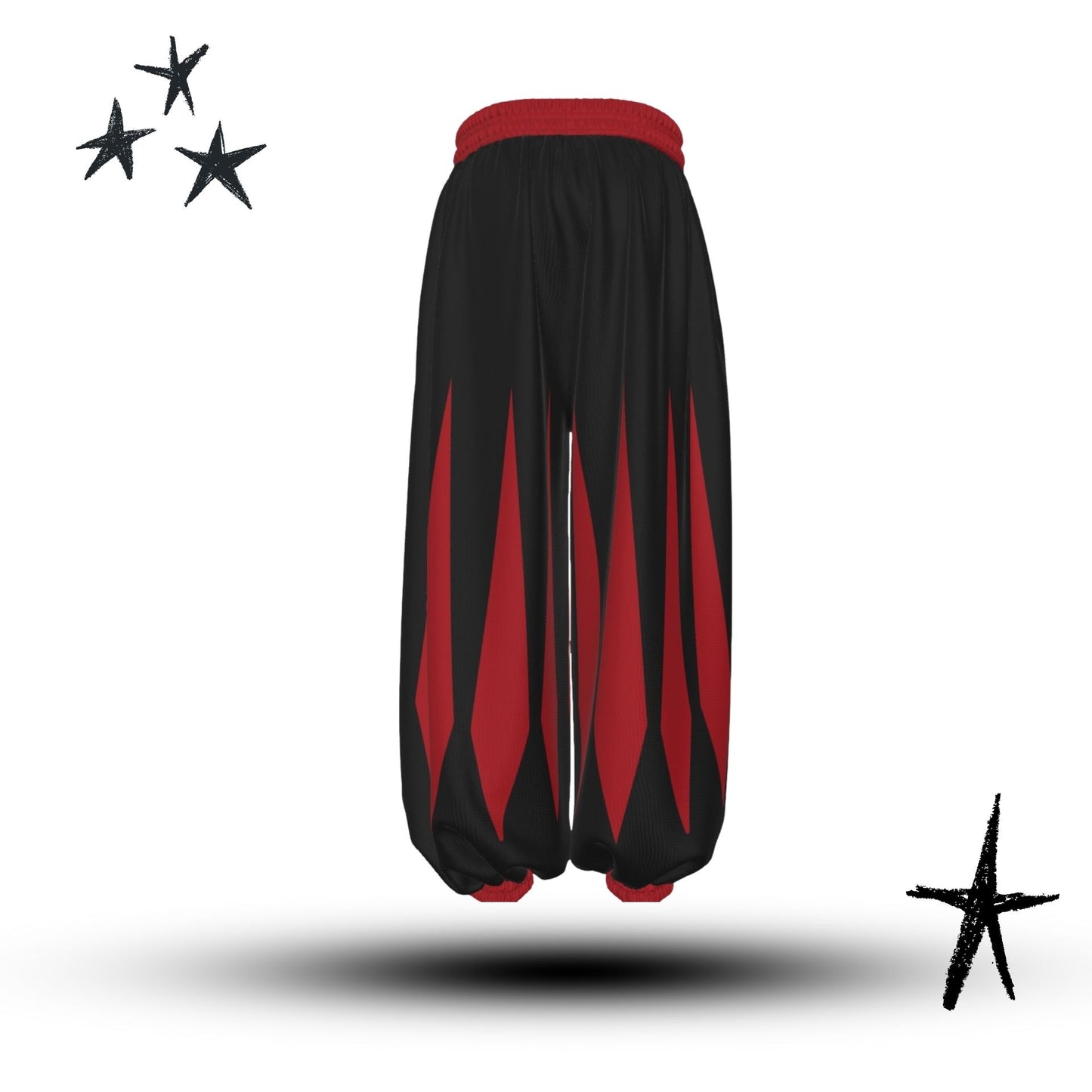 Slashed Slops Cranberry Red Black Medieval Jester Pants