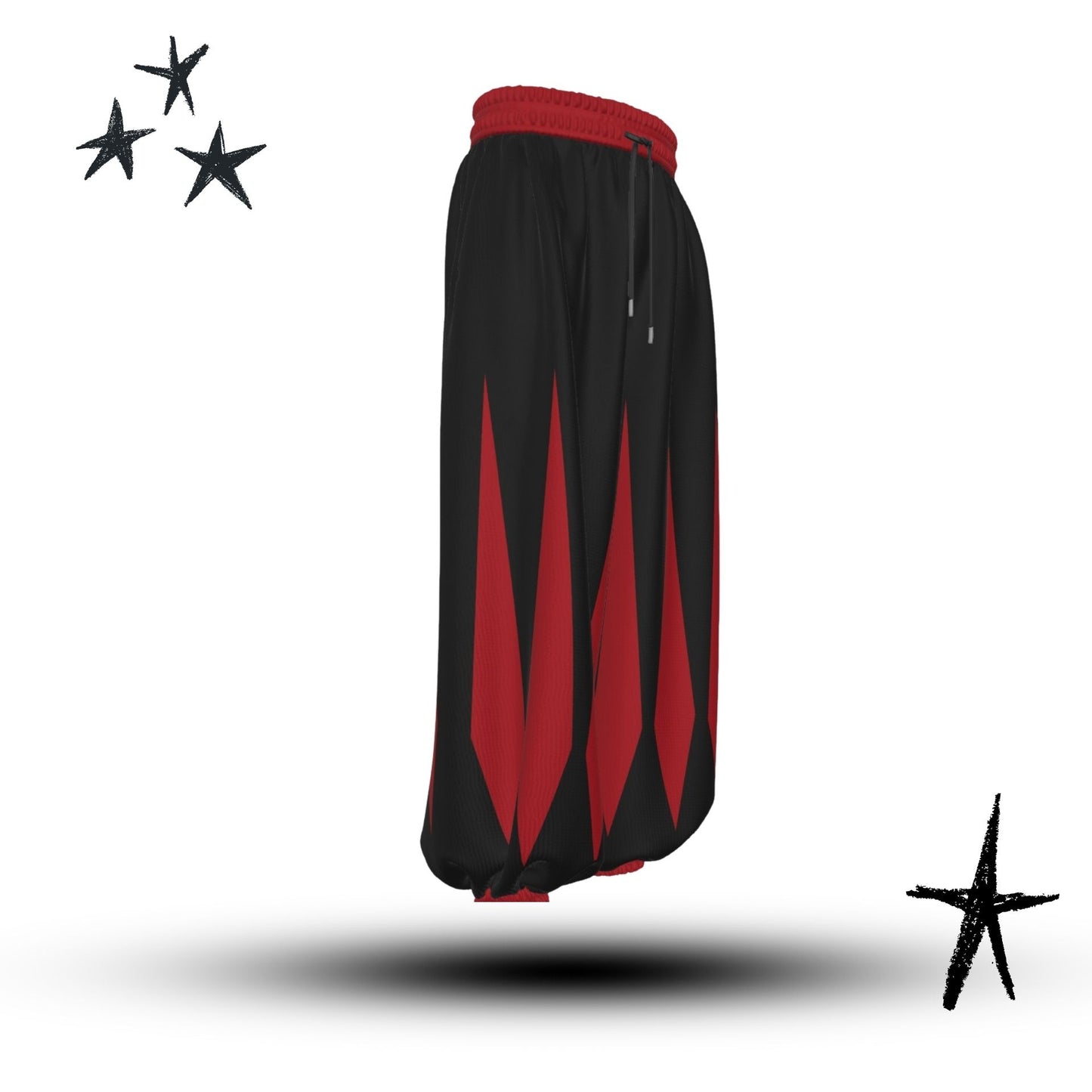 Slashed Slops Cranberry Red Black Medieval Jester Pants