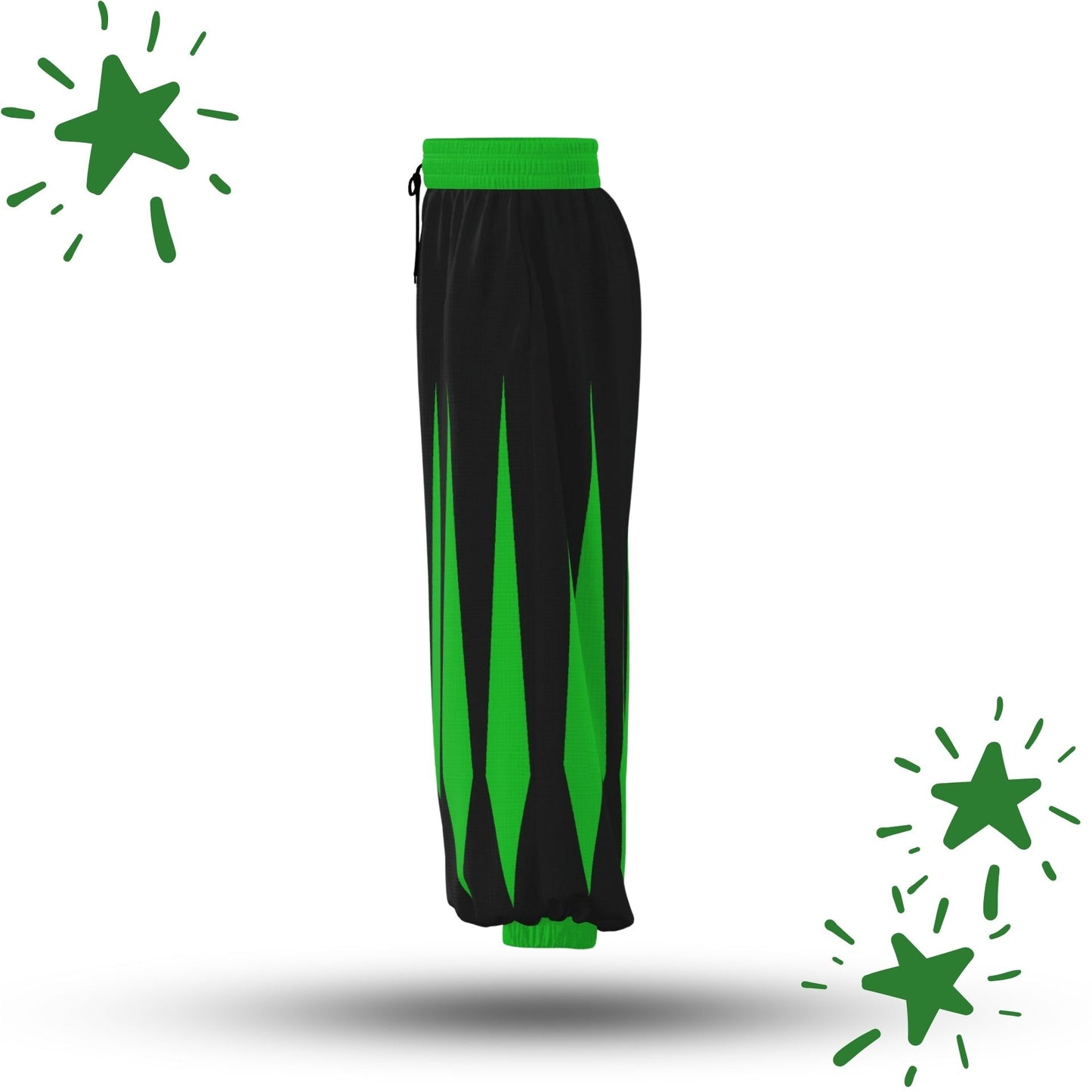 Slashed Jester Clown Pants Froggy Green Black