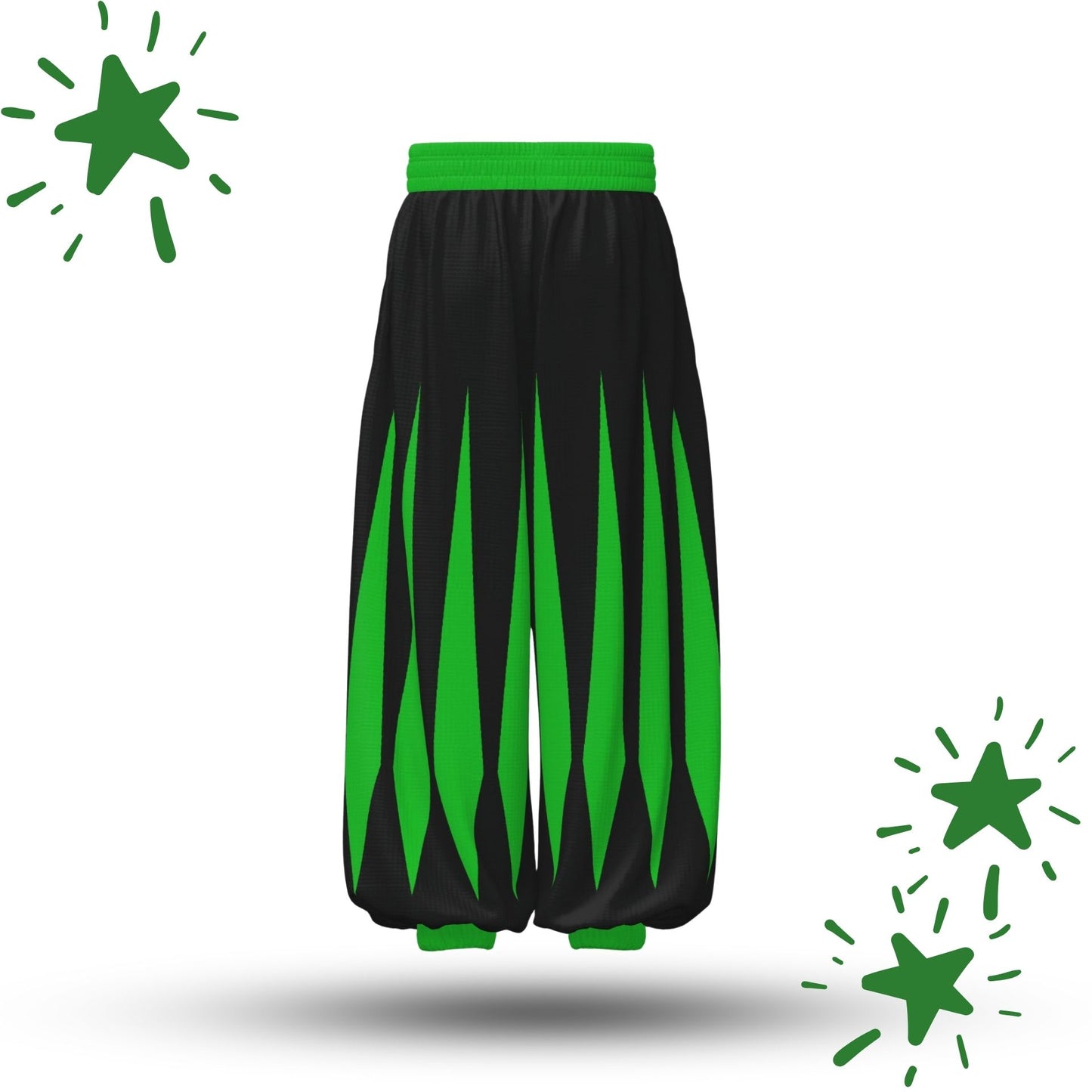 Slashed Jester Clown Pants Froggy Green Black