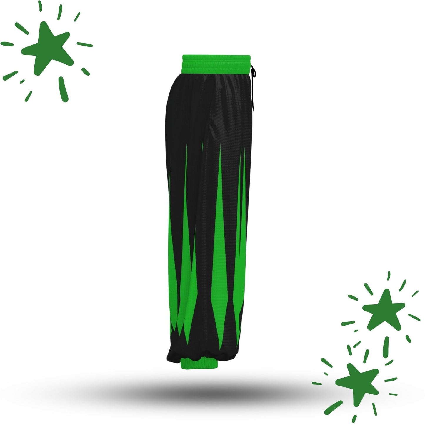 Slashed Jester Clown Pants Froggy Green Black
