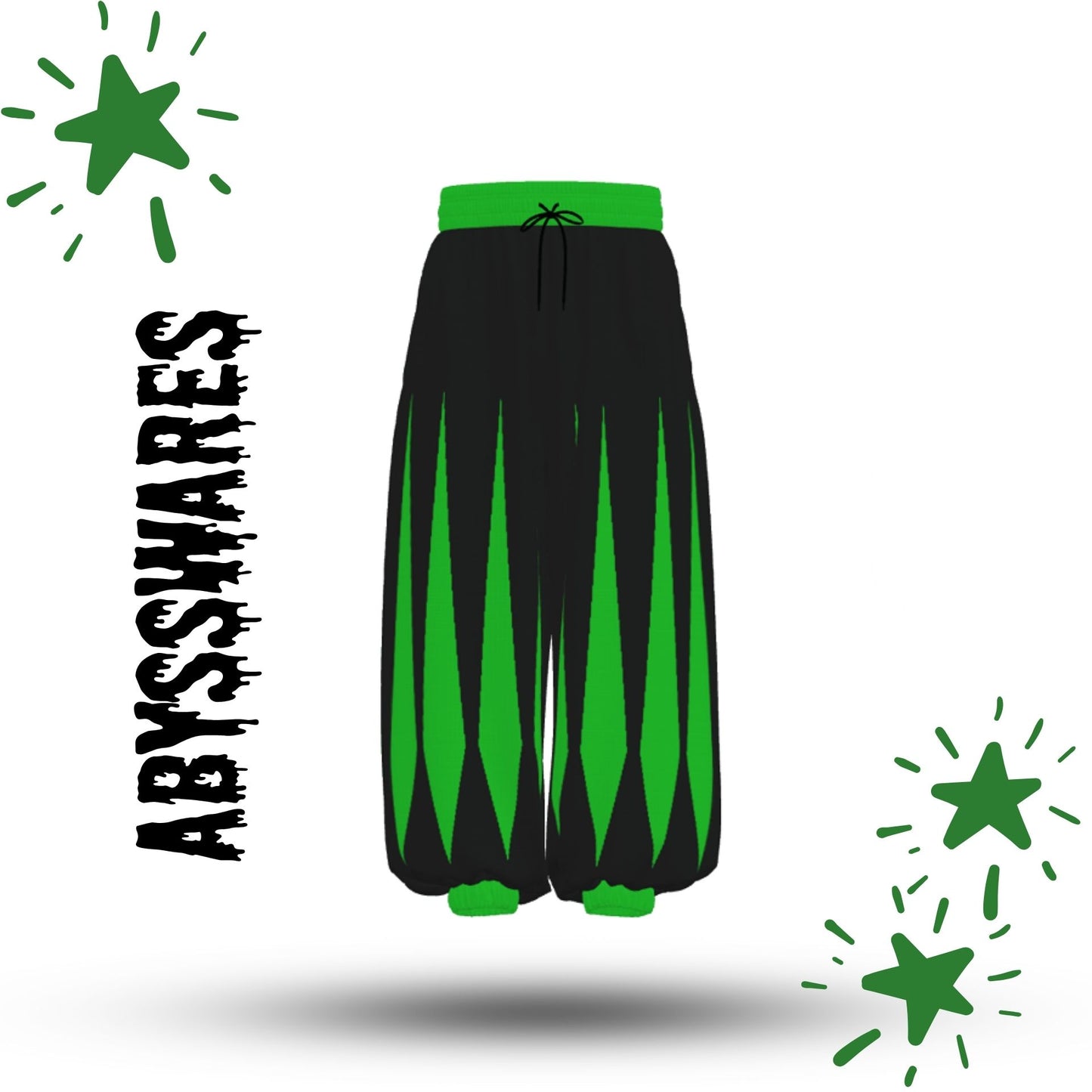 Slashed Jester Clown Pants Froggy Green Black