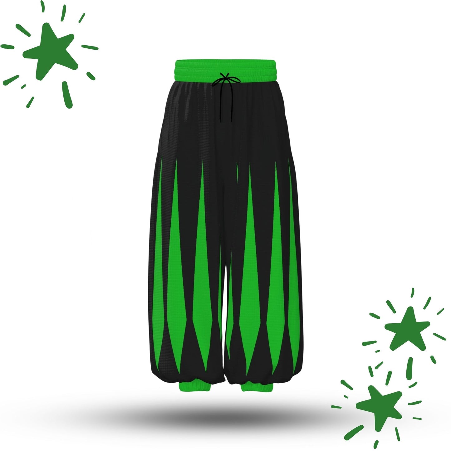 Slashed Jester Clown Pants Froggy Green Black