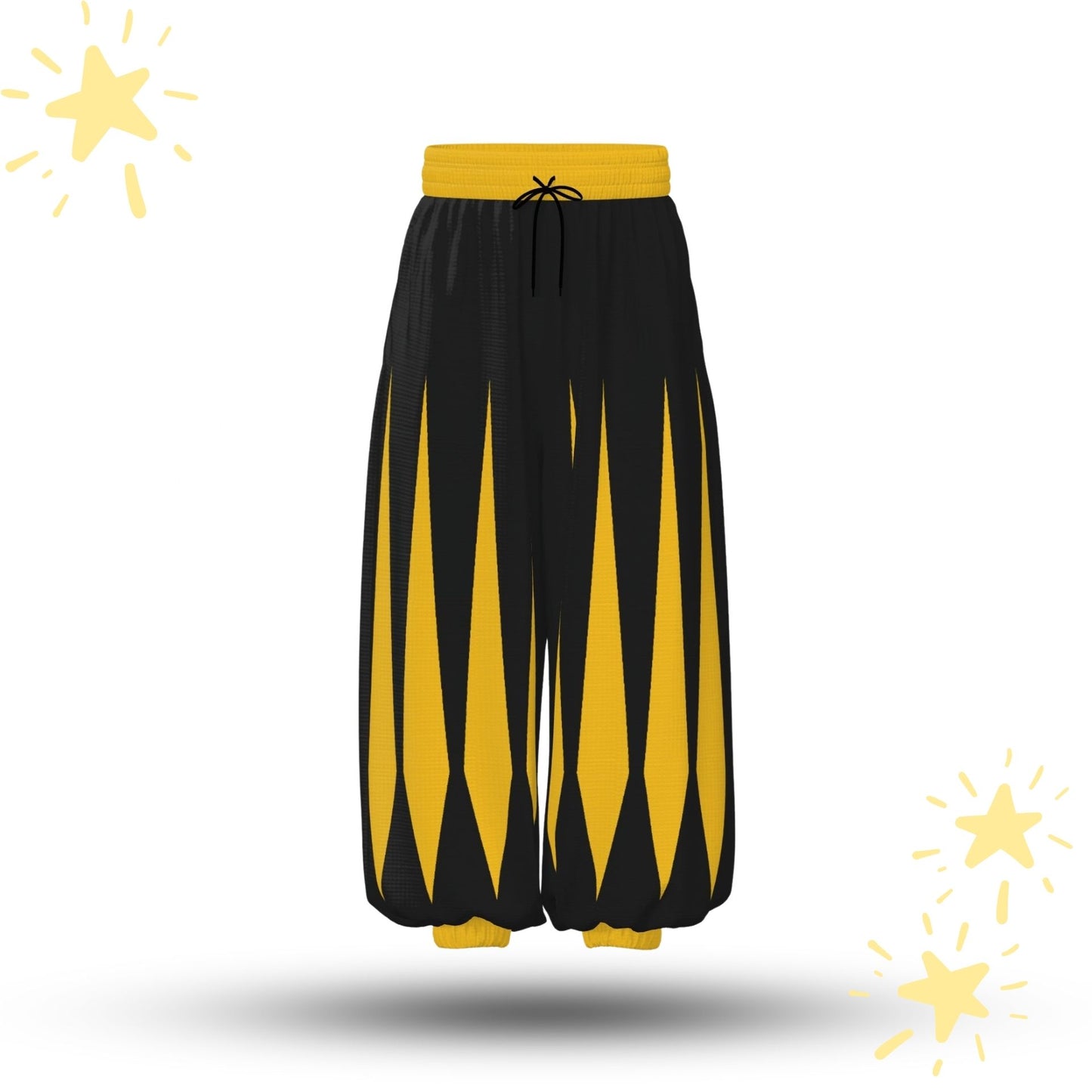 Baggy Pantaloons Golden Slashed Jester Yellow Black Clown Pants