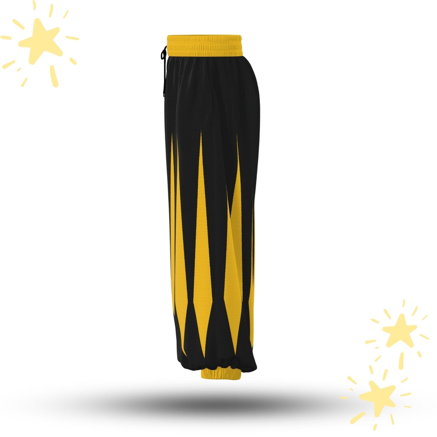 Baggy Pantaloons Golden Slashed Jester Yellow Black Clown Pants