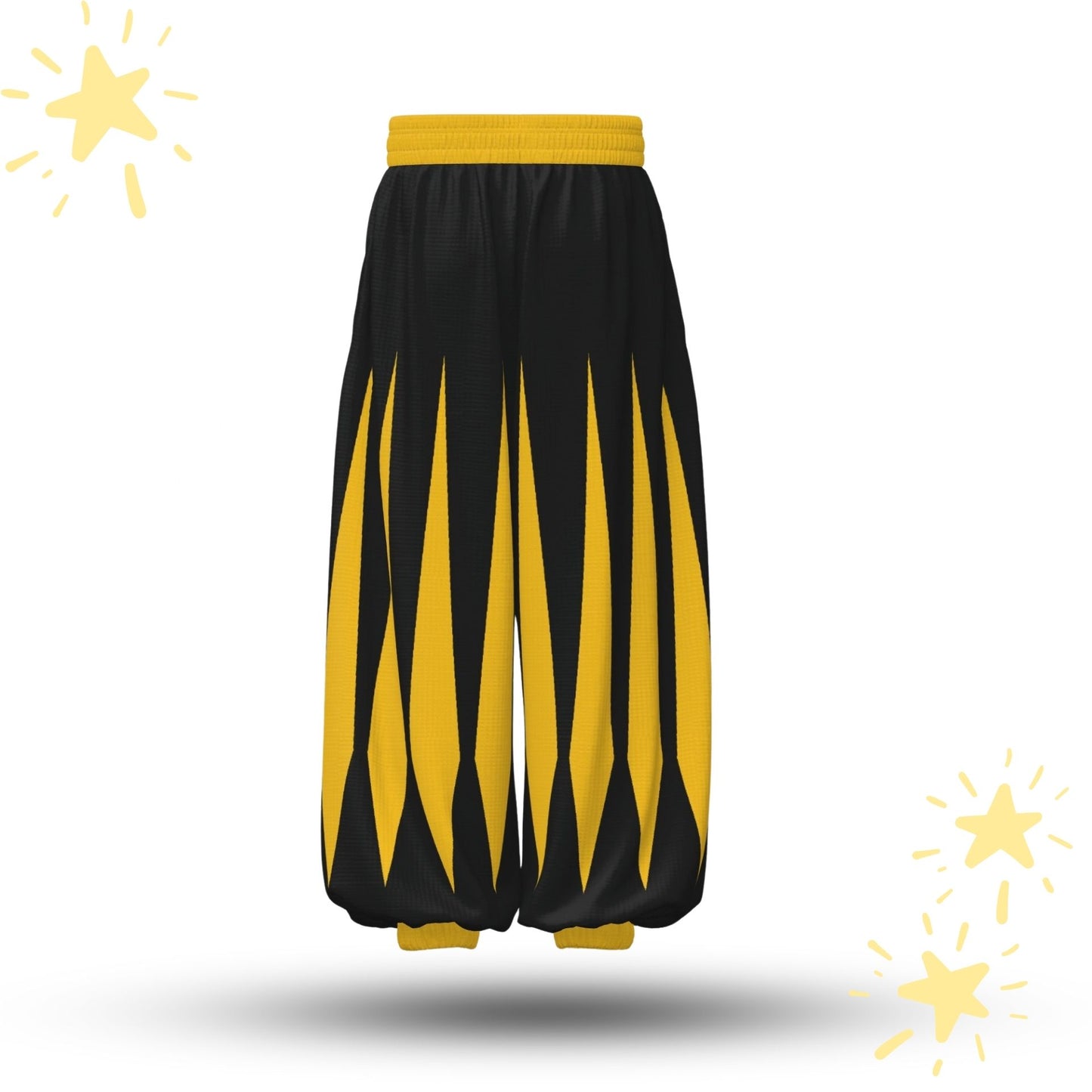 Baggy Pantaloons Golden Slashed Jester Yellow Black Clown Pants