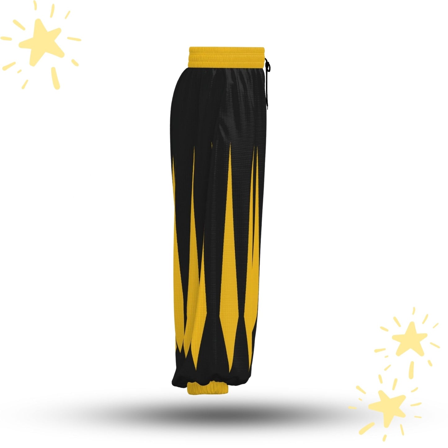 Baggy Pantaloons Golden Slashed Jester Yellow Black Clown Pants
