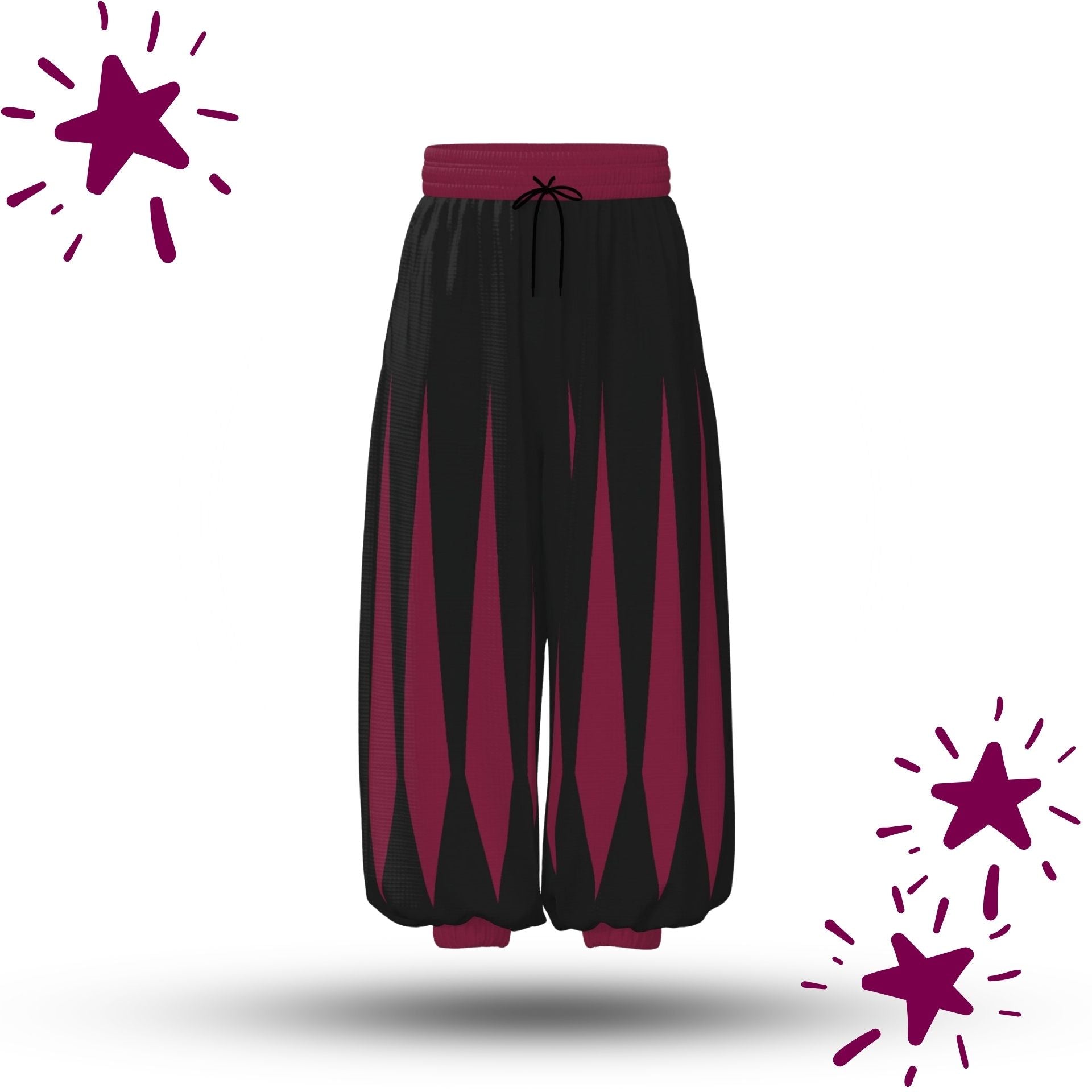 Black and maroon red striped baggy jester pants 
