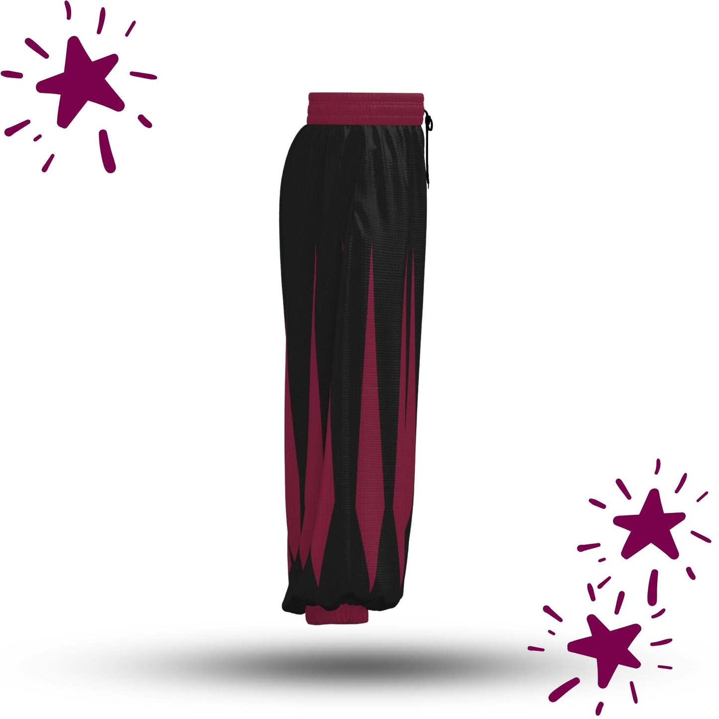 Slashed Jester Pantaloons Maroon Red Black
