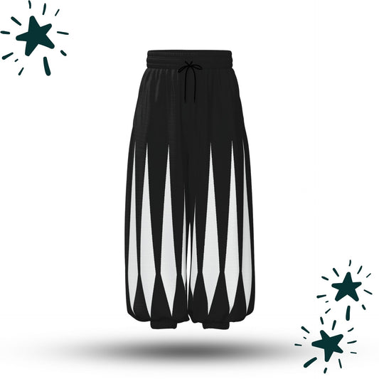 Slashed Jester Pants Pierrot Black White Puffy Clown Pantaloons