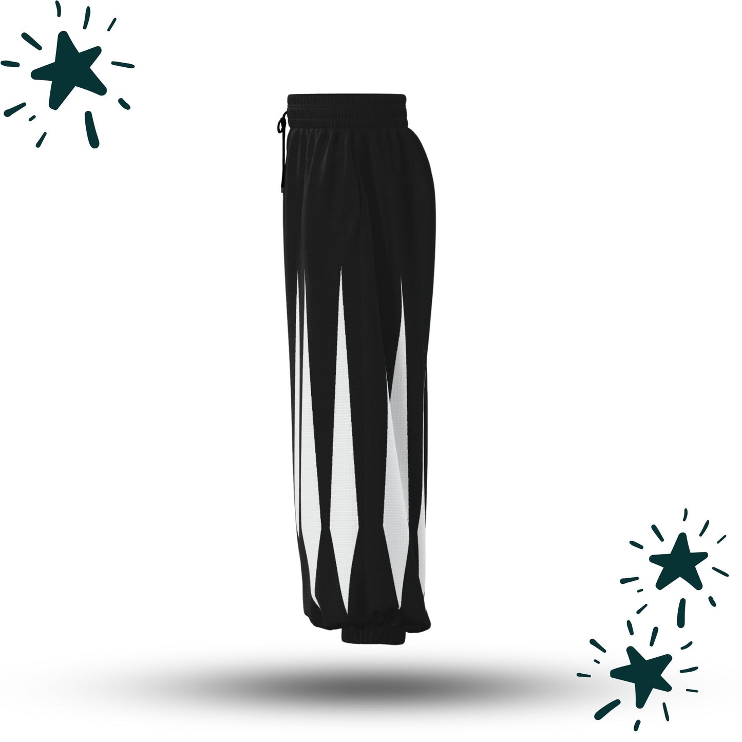 Slashed Jester Pants Pierrot Black White Puffy Clown Pantaloons
